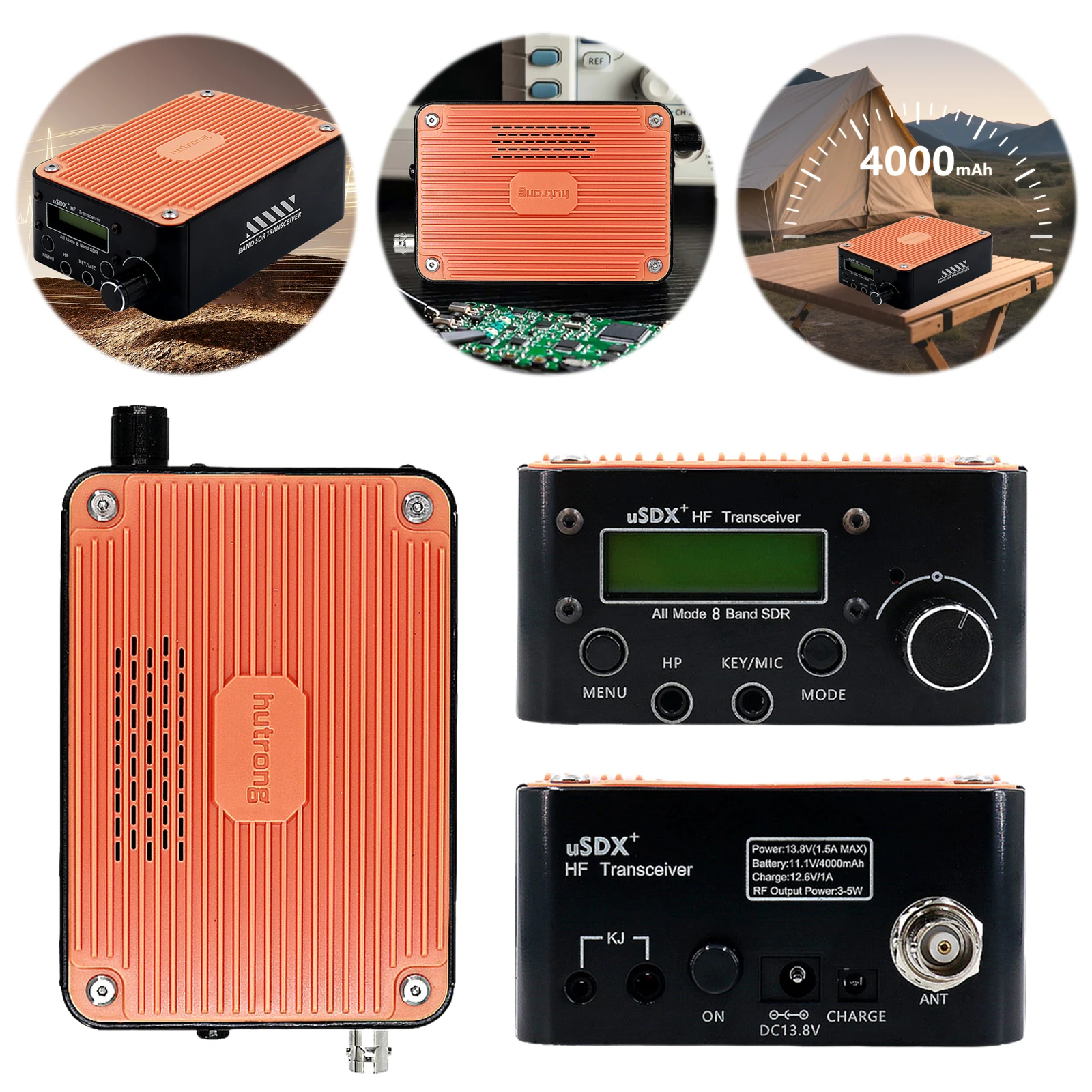 USDX+ Plus V2 8-Band Full-Mode Transceiver with LCD Screen Speaker HF Transceiver CW Auto-Decoding Support for SDR SSB and QRP
