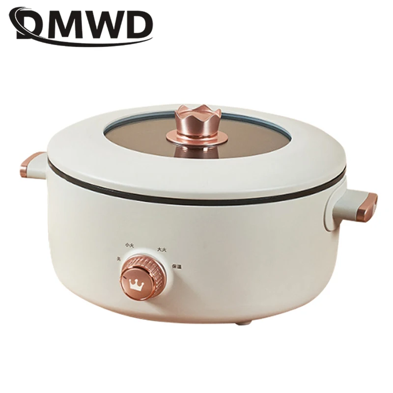 DMWD 3L Multifunction Electric Cooker Mini Skillet Non-stick Food Steamer Frying Boiling Stewing Pot Hot Pot Noodles 220V 2