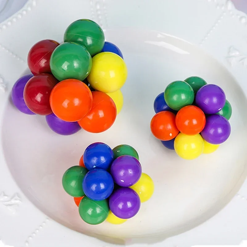 Creative Fidget Toy Adult Kids Toys Stress Reliever Elastic Colorful Ball Decompression Ball Variety Beaded Squeeze Balls Adults