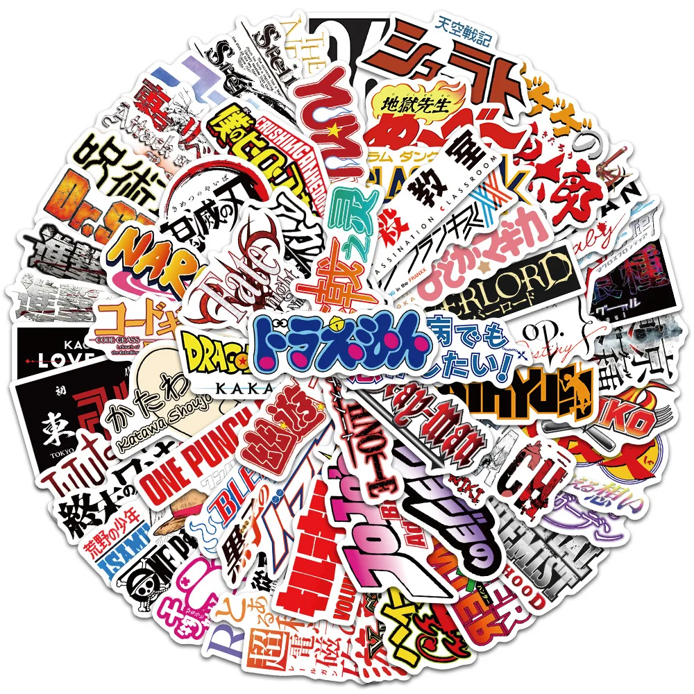 65PCS Popular Anime Logo Graffiti Stickers DIY Bike Travel Luggage Phone Laptop helmet Waterproof Funny Sticker Decals Toys