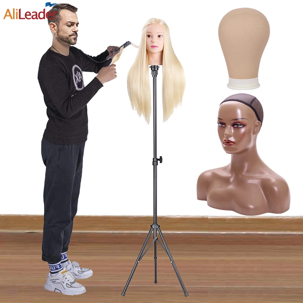 Professional Metal Adjustable Wig Head Stand For Styling And Display_voghion.com