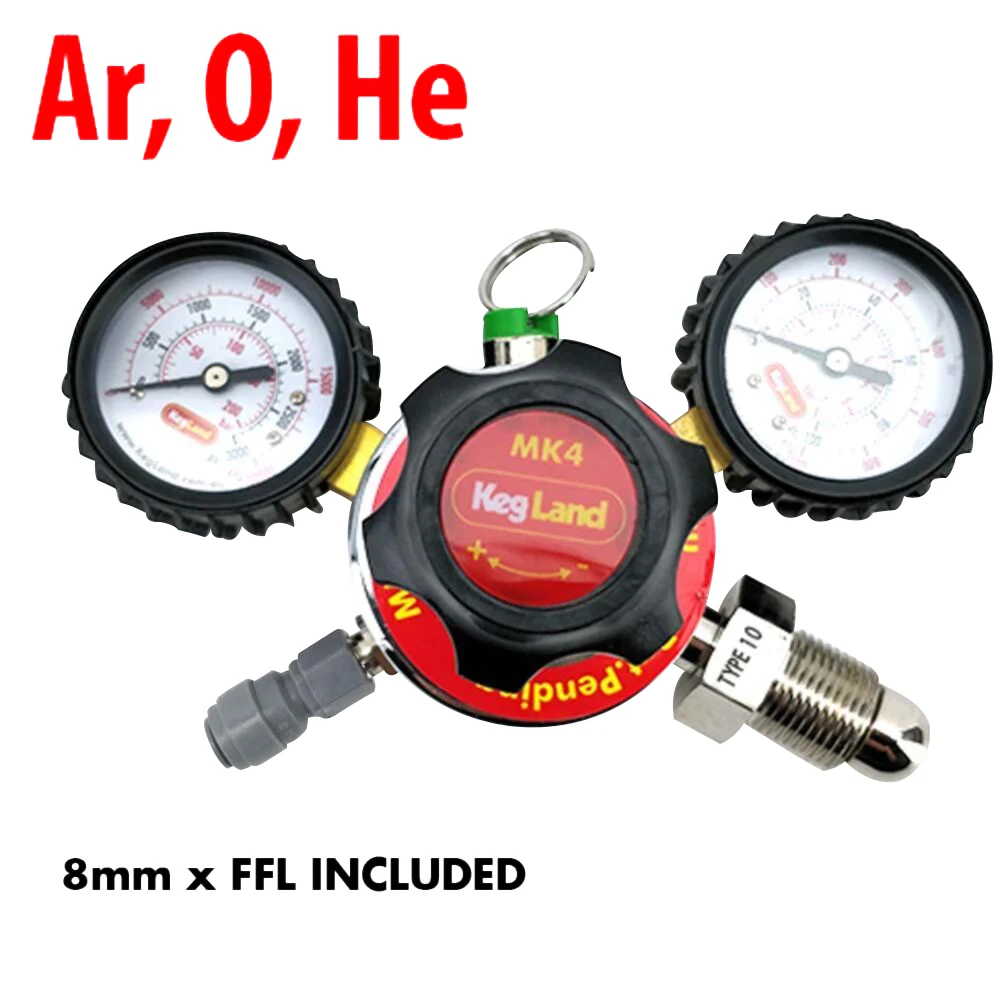 KeglandArgonOxygenHeliumGasRegulatorMK4DualGaugeMultiGasType