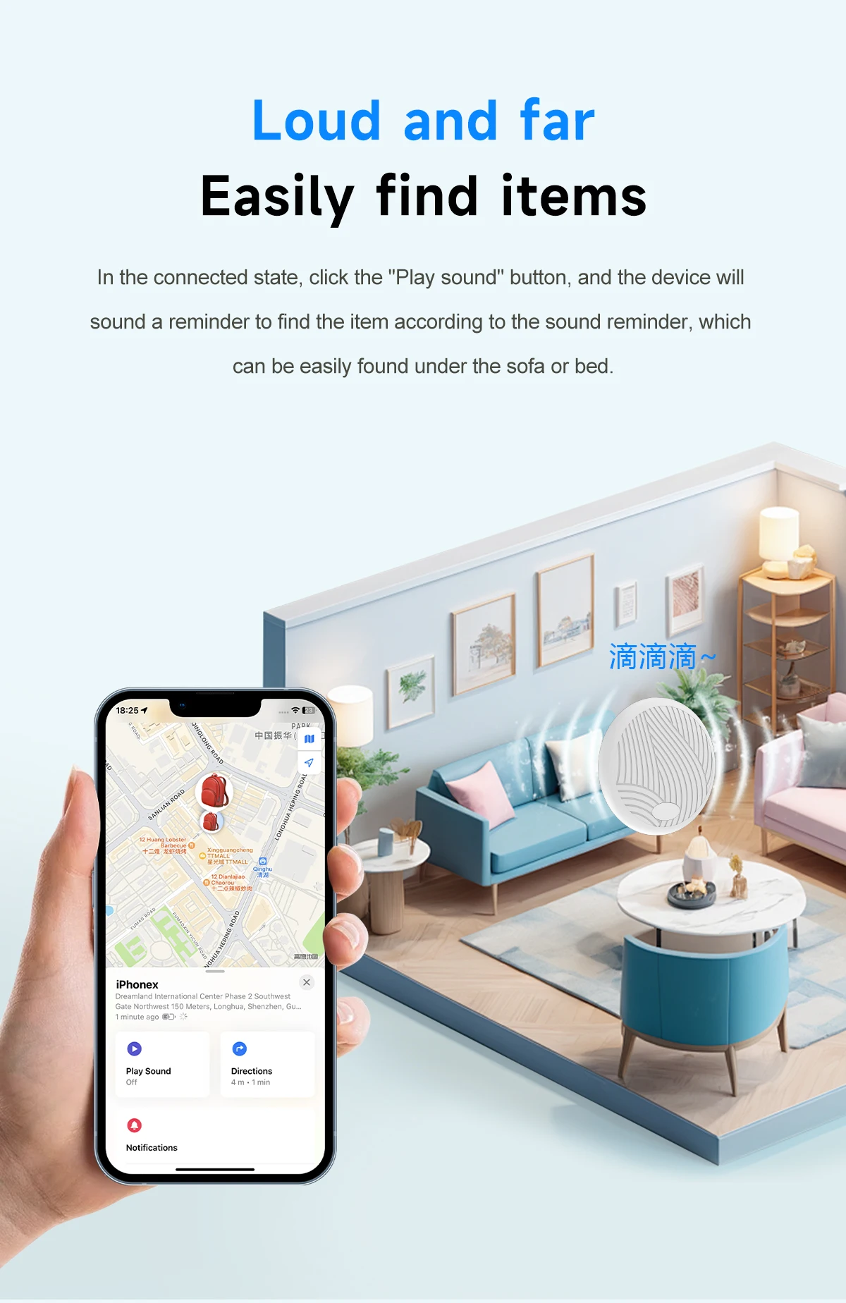 Smart Finder Tag With Apple Find My Key Anti-Lost Device Bluetooth GPS Tracker For Earbud Luggage Wallet Pets Dog MFi Finder IOS
