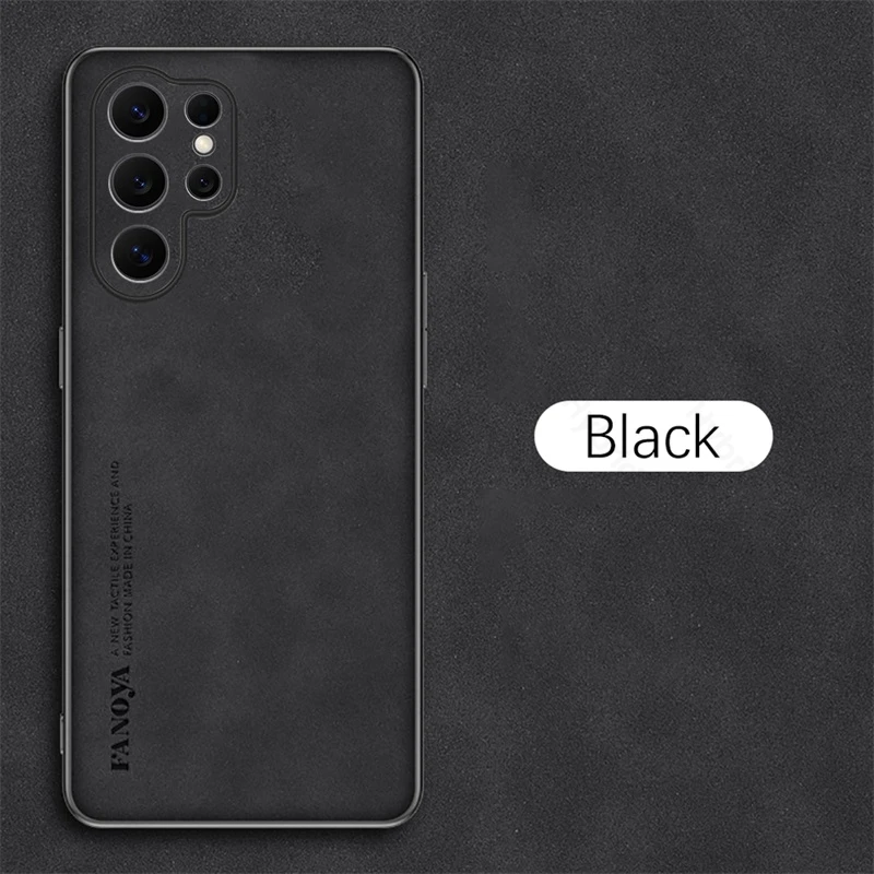 Premium Sheepskin Leather Soft Silicone Case - Back Cover (Black)