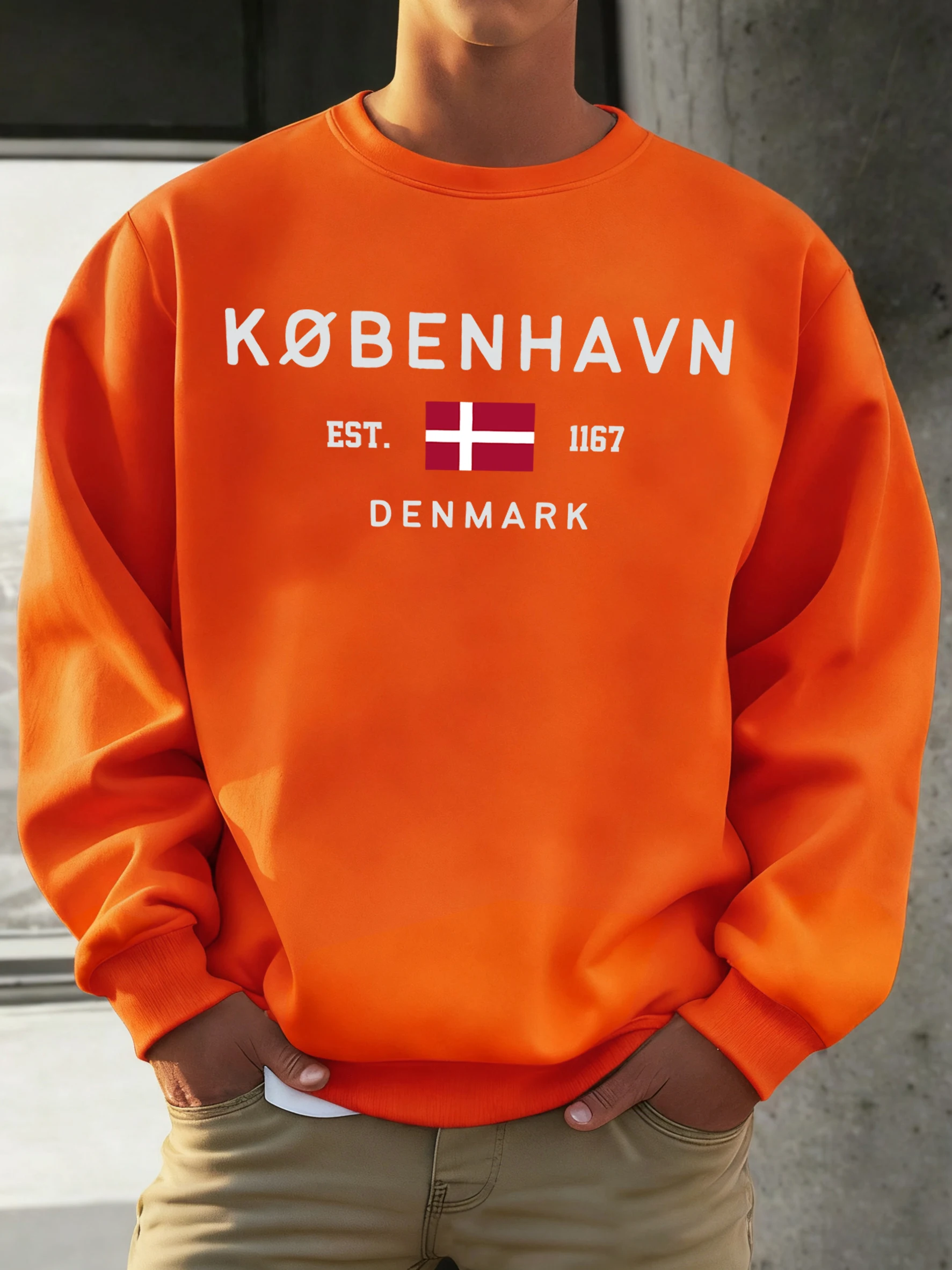 Kobenhavn Dänemark Flagge Gedruckt Sweatshirt Männer Fleece Mode Pullover Kreative Herbst Sportswear Unisex All-Match Oansatz Kleidung – Detail 9