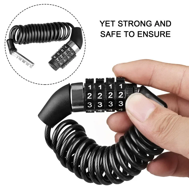 Motorcycle Bicycle Anti-Theft Chain 4-Digit Password Combination Helmet Lock