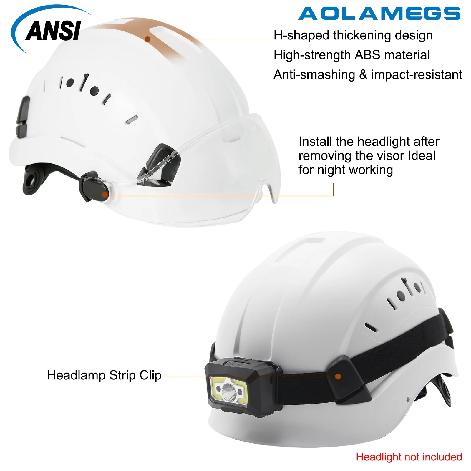 Safety Helmet With Goggles Men's Construction Hard Hat ABS Protective Helmets Work Cap for Working Climbing Riding