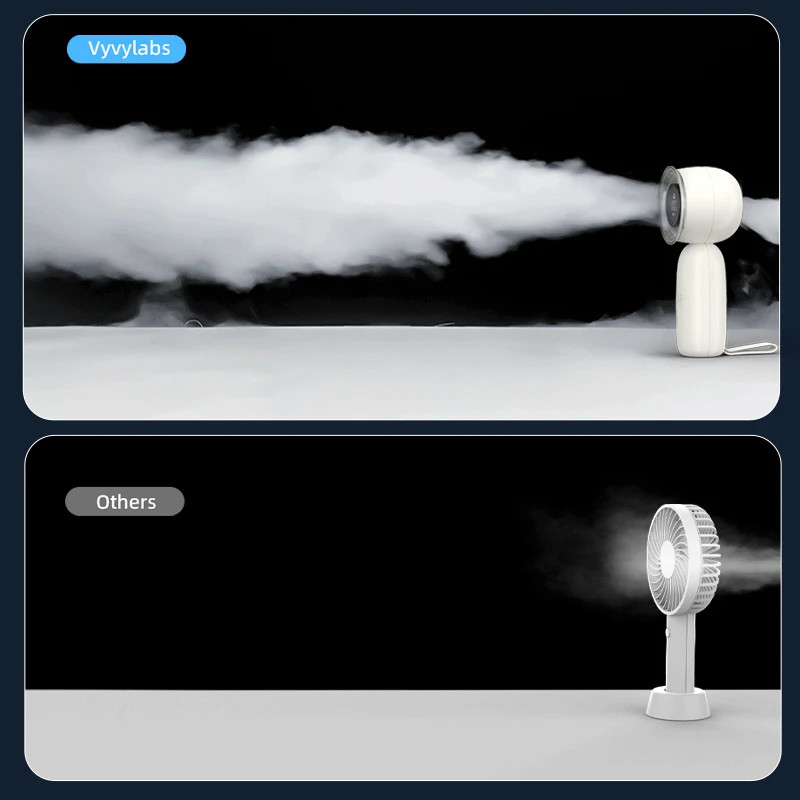VYVYLABS 초고속 휴대용 미니 선풍기, 접이식 걸이식 팬, USB 충전식 선풍기, 16H, 3000mah, 13000RPM