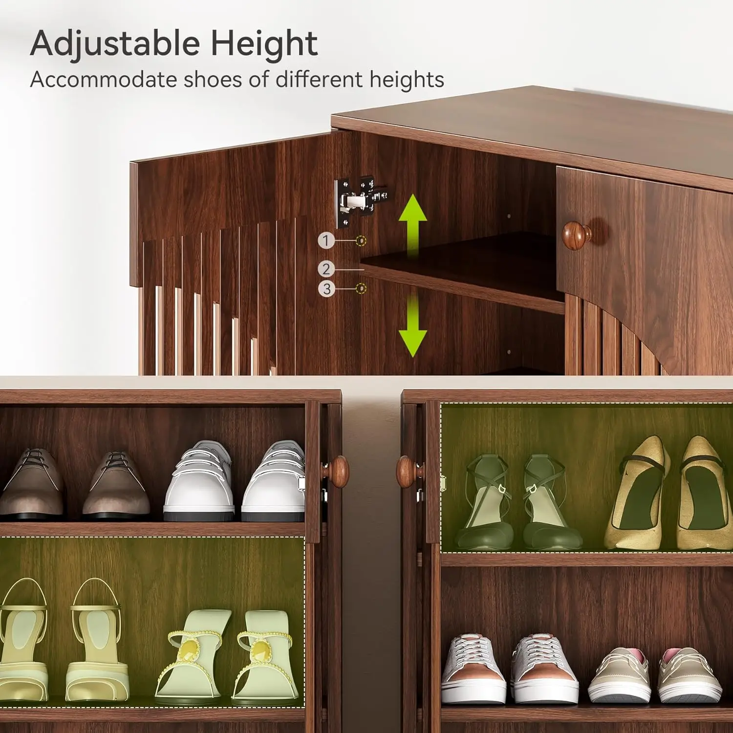 LITTLE TREE 5-Tier Shoe Cabinet, Adjustable Height Shelves, 39.8" Tall Farmhouse Style Shoe Organizer for Living Room, Entryway - Image 5