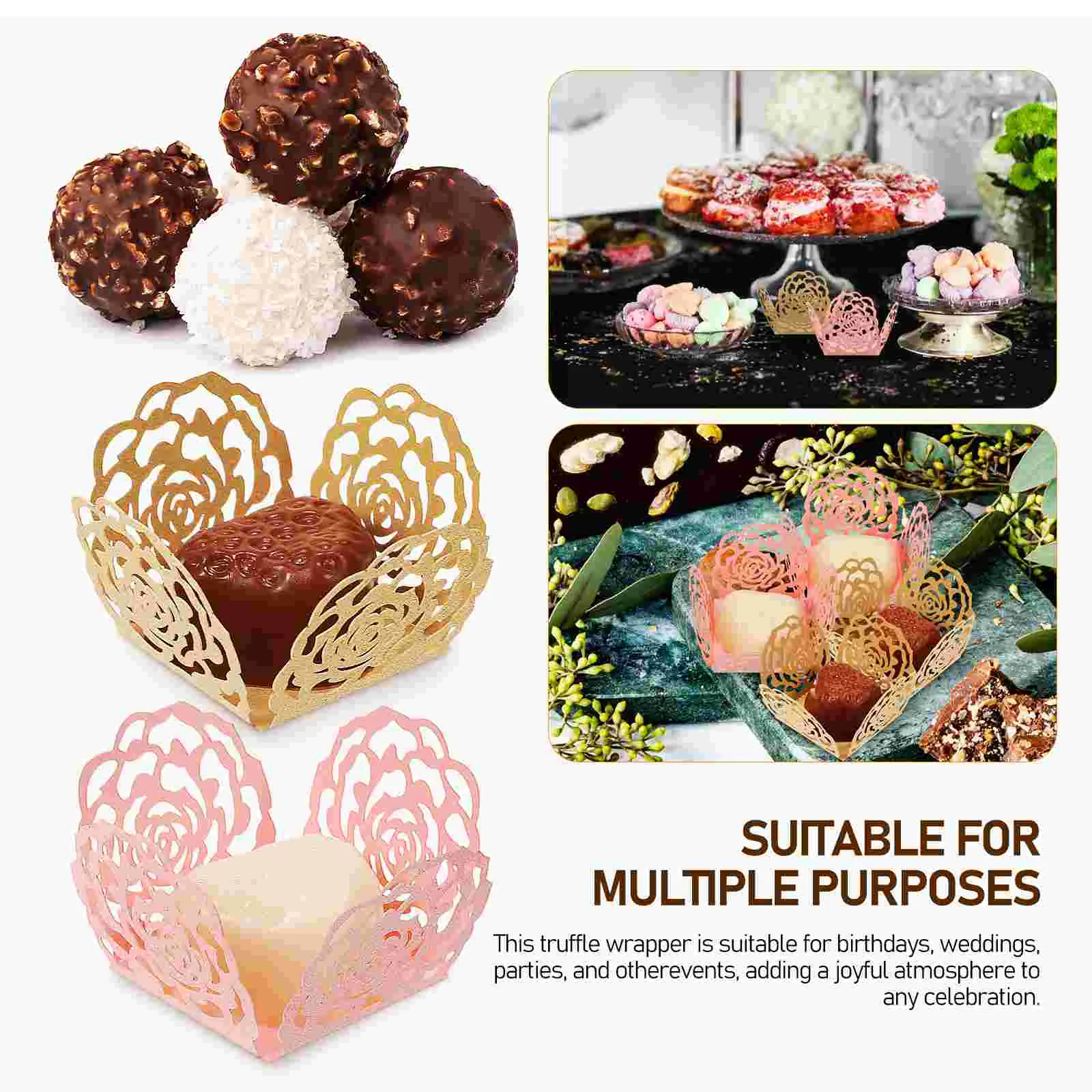 100Pcs Chocolate Cups Truffle Wrappers Pink Beige Baking Cups Mini Cupcake Liners Paper Candy Chocolate Wrappers For