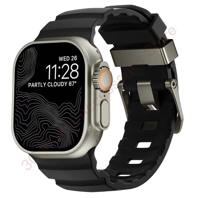 Silicone & Titanium Metal Hybrid Bracelet Strap