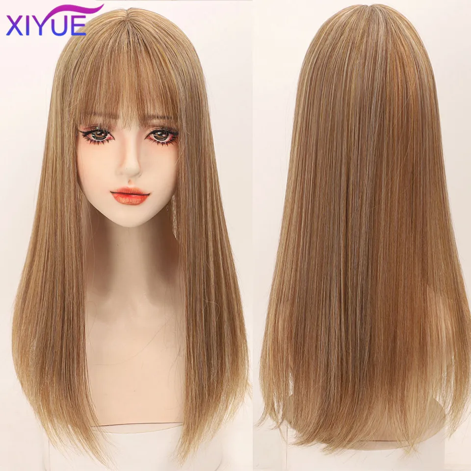 XIYUE   Wig female manga bangs long straight hair with top bangs patch wig patch air bangs wig patch
