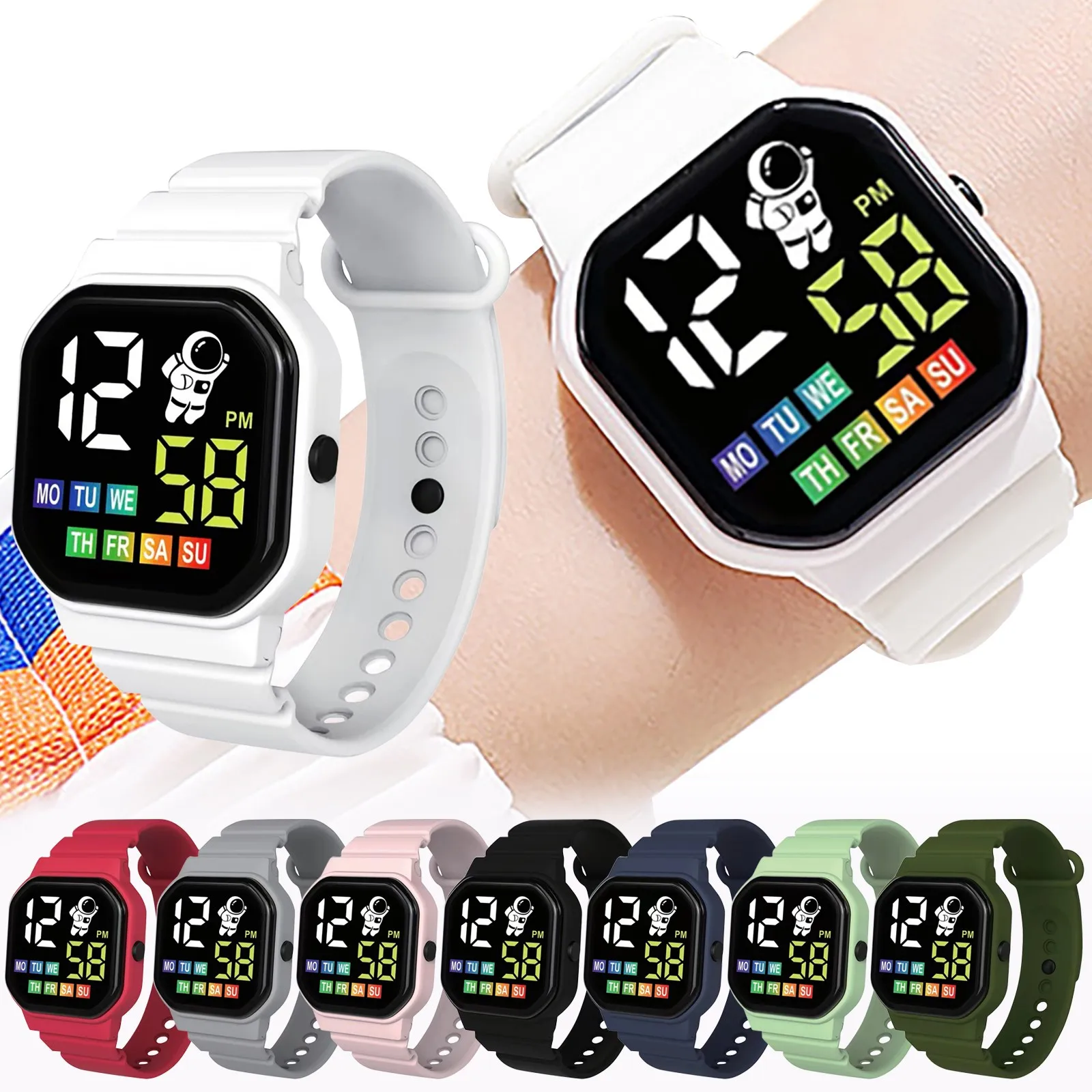 Led Digital Kids Watch For Boys Girls Cute Pattern Children Electronic Wristwatch Sports Waterproof Watches Student Child Clock 2