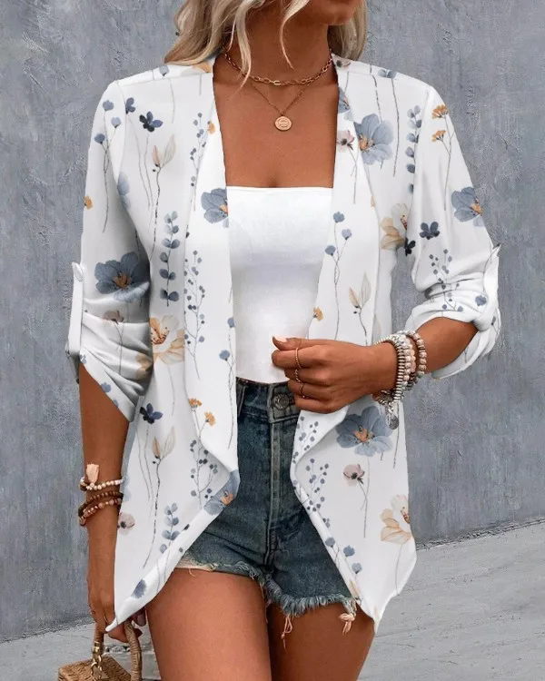 2024 Spring Autumn Female Jackets Fashion Printed Long Sleeve Casual Women's Cardigans Open Stitch Lady Striped Coats Outerwear