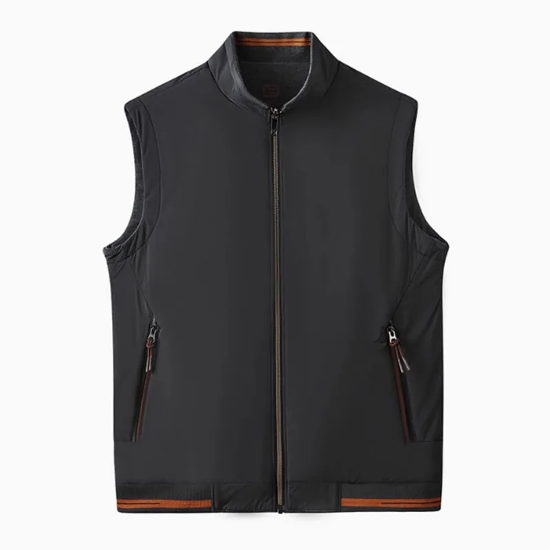 [Double-sided wear] Italian luxury classic autumn men's all-in-one simple stand-up collar high-end warm sleeveless vest 2
