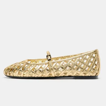 Fashion Designer Women's Shoes Summer New Luxury Hollow Out Casual Shoes for Woman Exquisite Flat Bottom Sandals Sandalias Mujer 1