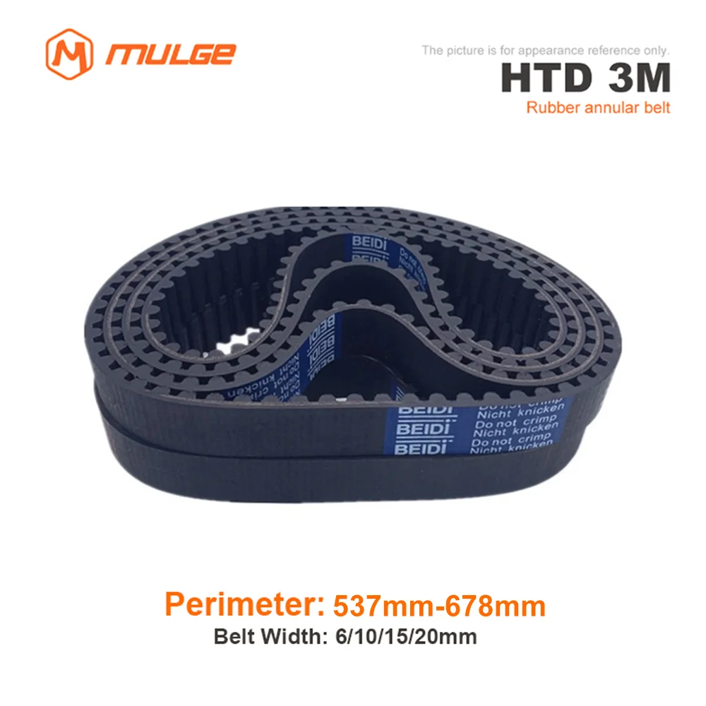 

HTD 3M High-Quality Rubber Timing Belt Perimeter 537/540/543/546mm-663/669/672/675/678mm Width 6/10/15/20mm