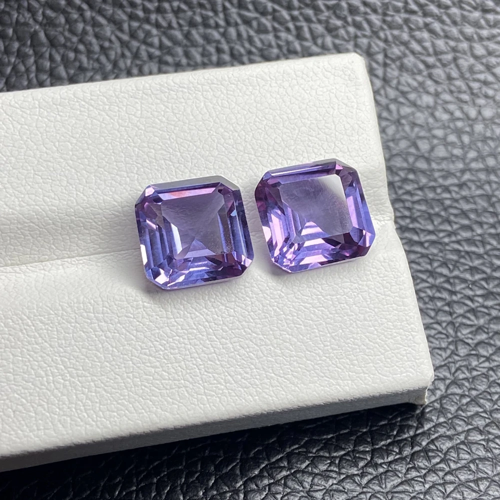 Purple Corundum Asscher Cut Light Violet Synthetic Loose Gemstones