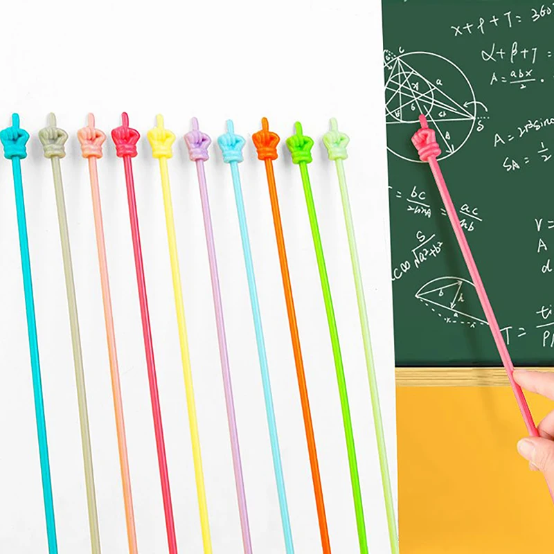 

10PCS Teaching Pointer Finger Design Colorful Non-slip Resin Handle Bendable Children Handheld Presenter Teaching Stick