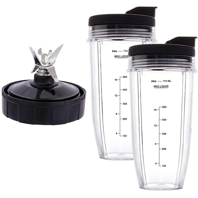 Product Review: 24Oz Cups With To-Go Lids, 7 Fins Extractor Blade, For Nutri Ninja Auto IQ BN801 SS101 BL480-30 BL641 BL642-30 Blender