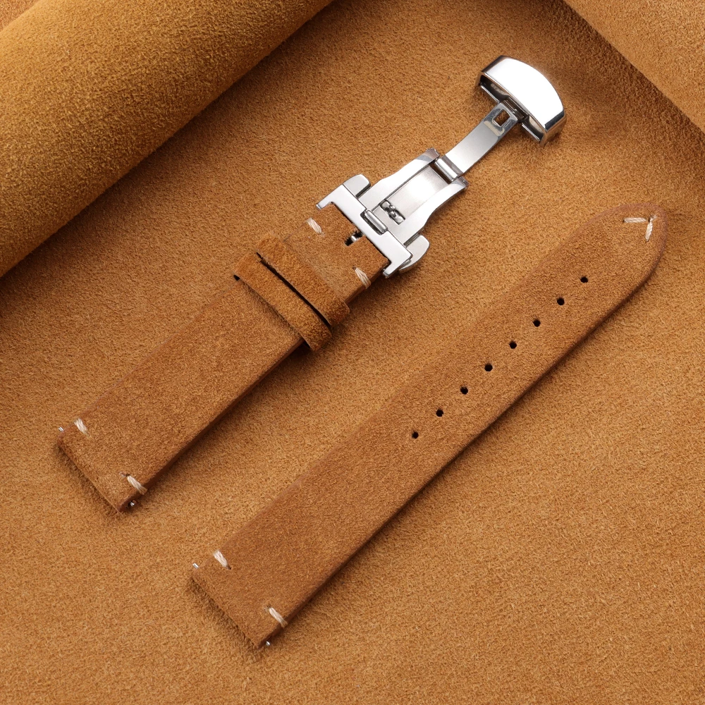 Luxurious Genuine Cowhide Suede Quick Release Watch Strap Bracelet