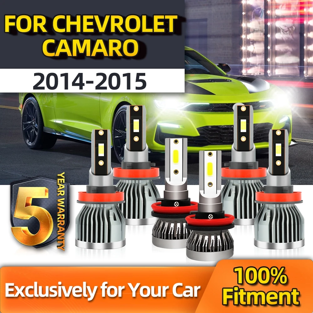 

TEENRAM High Quality LED Headlight Bulb Fog Lamp + High Low H11 H9 H11 CSP Chip 6000K White For Chevrolet Camaro 2014 2015