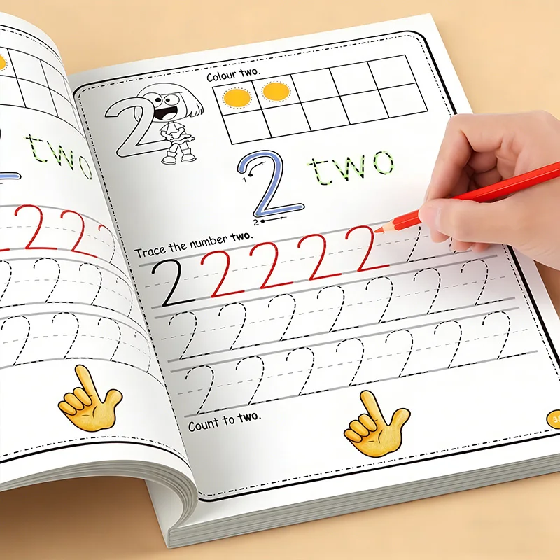 A Digital Tracing Book, 0-30 Preschool Math Cartoon Exercise Book, Digital Writing Practice Book, Early Education Digital Learning Workbook, Math Teaching Aids, Including Tracing of Numbers 0-30, English Alphabet Practice, Color Coding Activities, and Interactive Educational Gifts