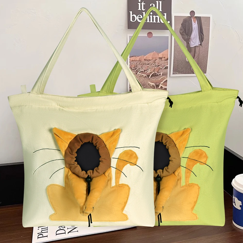Pet Canvas Handbag Portable Cat Carrying Bag Soft Pet Carrying Outgoing Travel Pets Handbag With Safety Zippers Bag