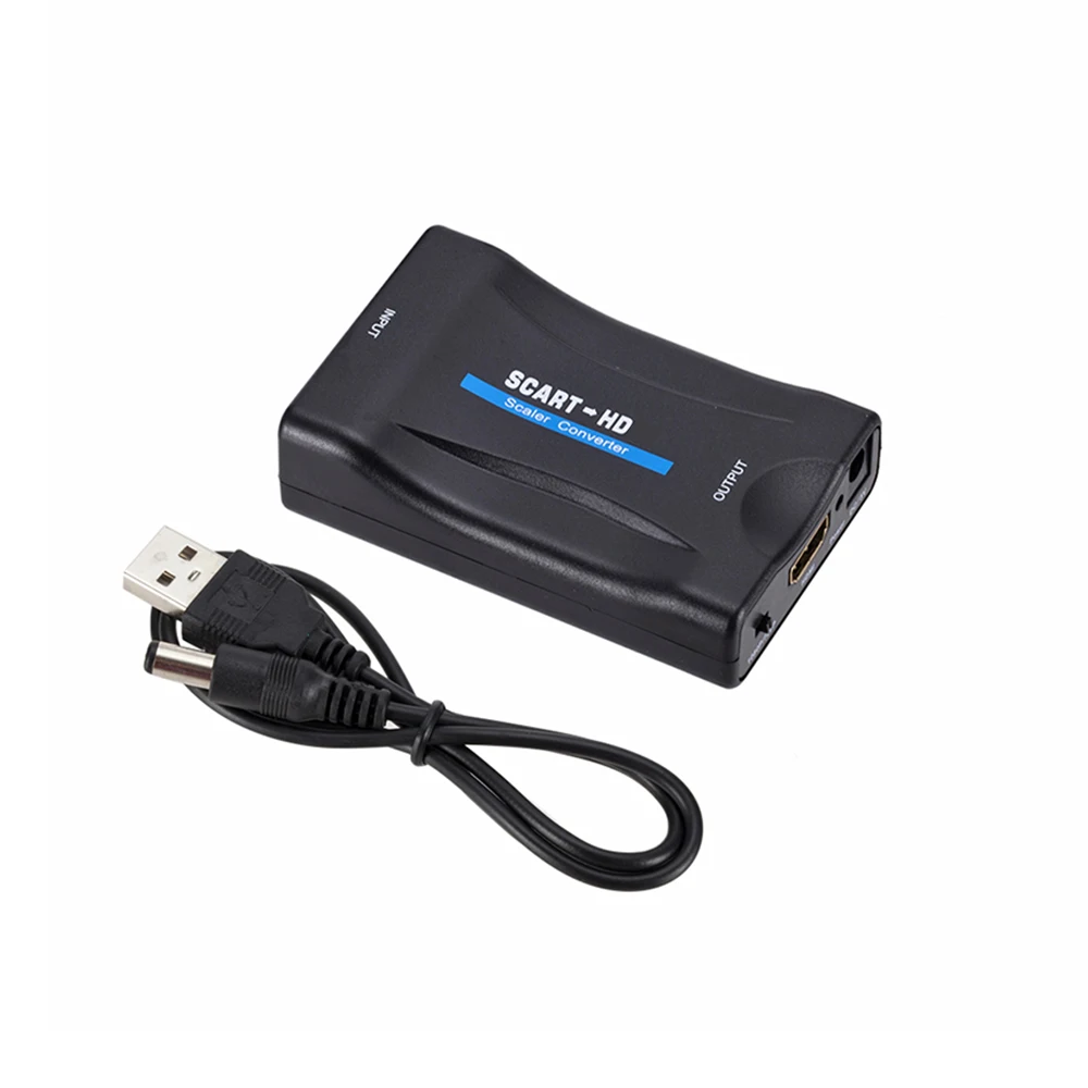 1080P SCART to HDMI-compatible Video Audio 720P Upscale Converter