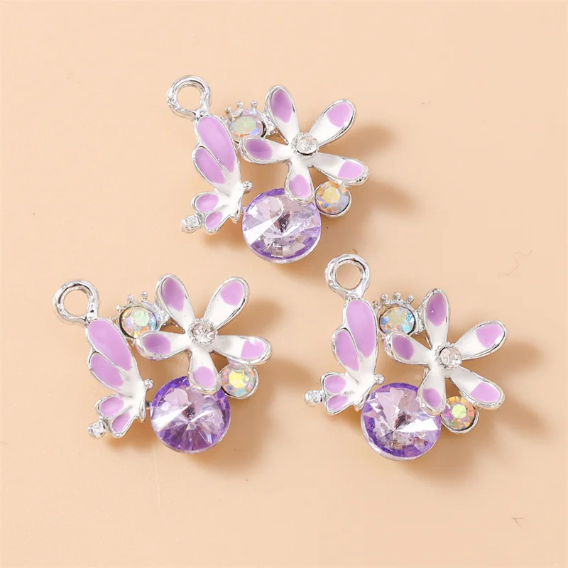 Leslie 10 Stück schöne süße schöne Kristallblume Marienkäfer Bienen Charms passen DIY Ohrringe Halsketten Schmuck machen handgemachte Handwerk – Detail 11