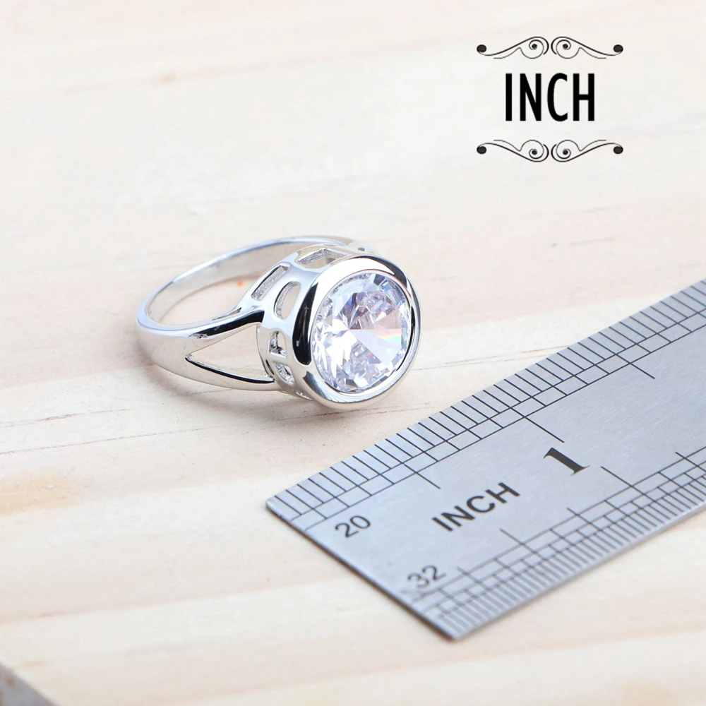 White Zircon Jewelry Sets 925 Sterling Silver Wedding Jewelry Ladies Rings Bracelets For Women Set Earrings Necklace Pendant 6