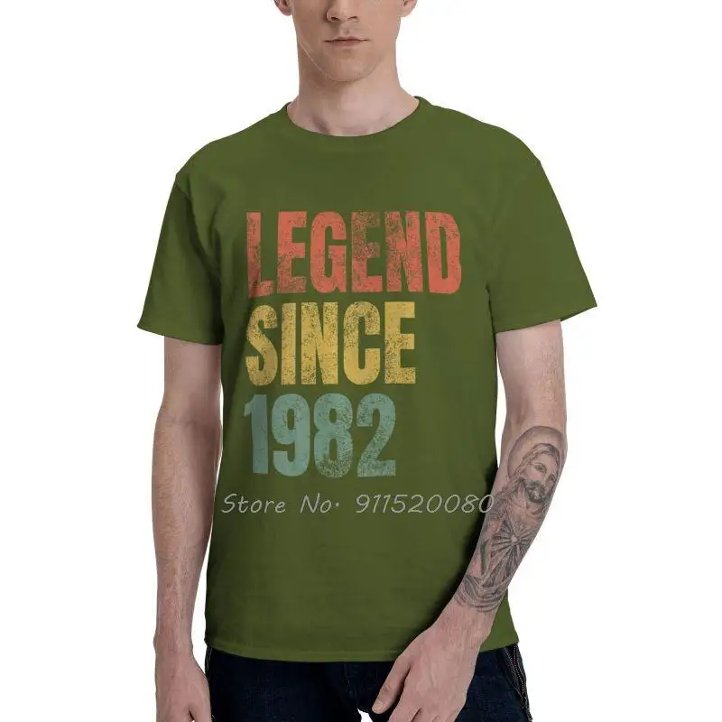 Herren Retro 39th Geburtstag Geschenk T-Shirt Neuheit Legende seit 1982 T-Shirt Cooles T-Shirt Homme Baumwolle T-Shirt Top Geschenk – Detail 5