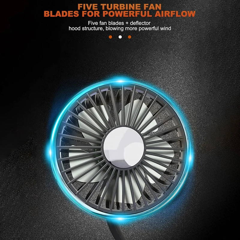 ABS Car USB Dual Head Cooling Fan for Rear Seat