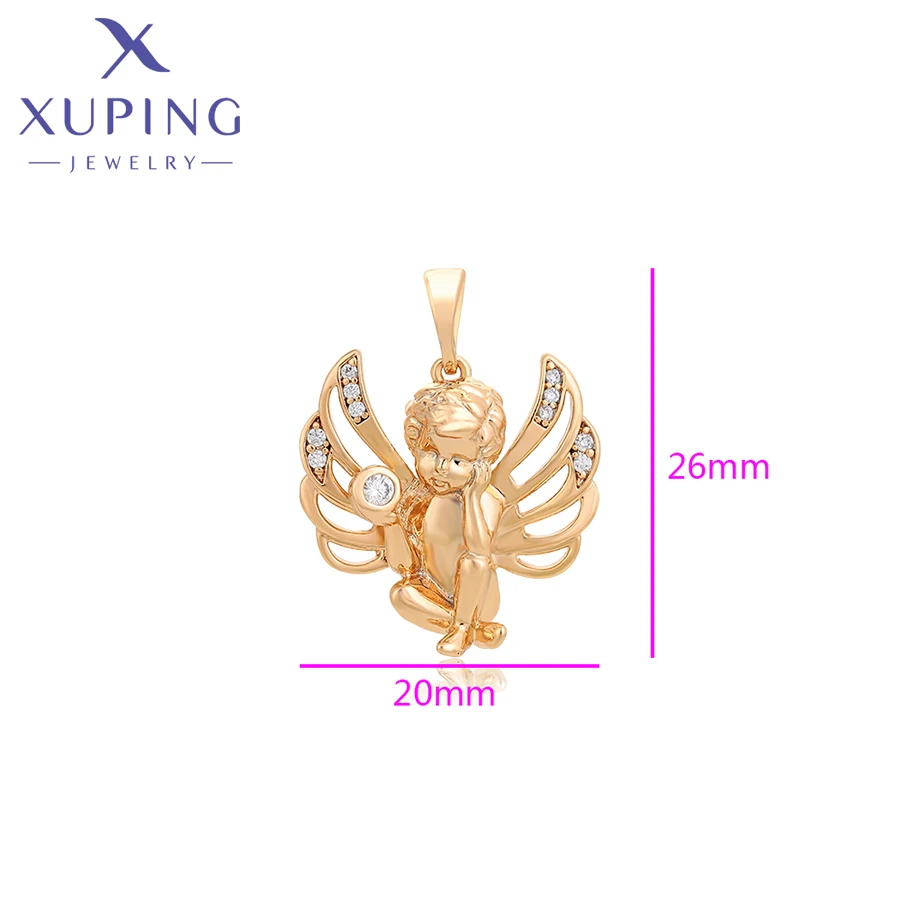 Biżuteria Xuping nowy przybyły chłopiec wisiorek w kształcie skrzydła religii z łańcuszkiem charms w kolorze złota naszyjnik kobiety dziewczyny ekskluzywny prezent