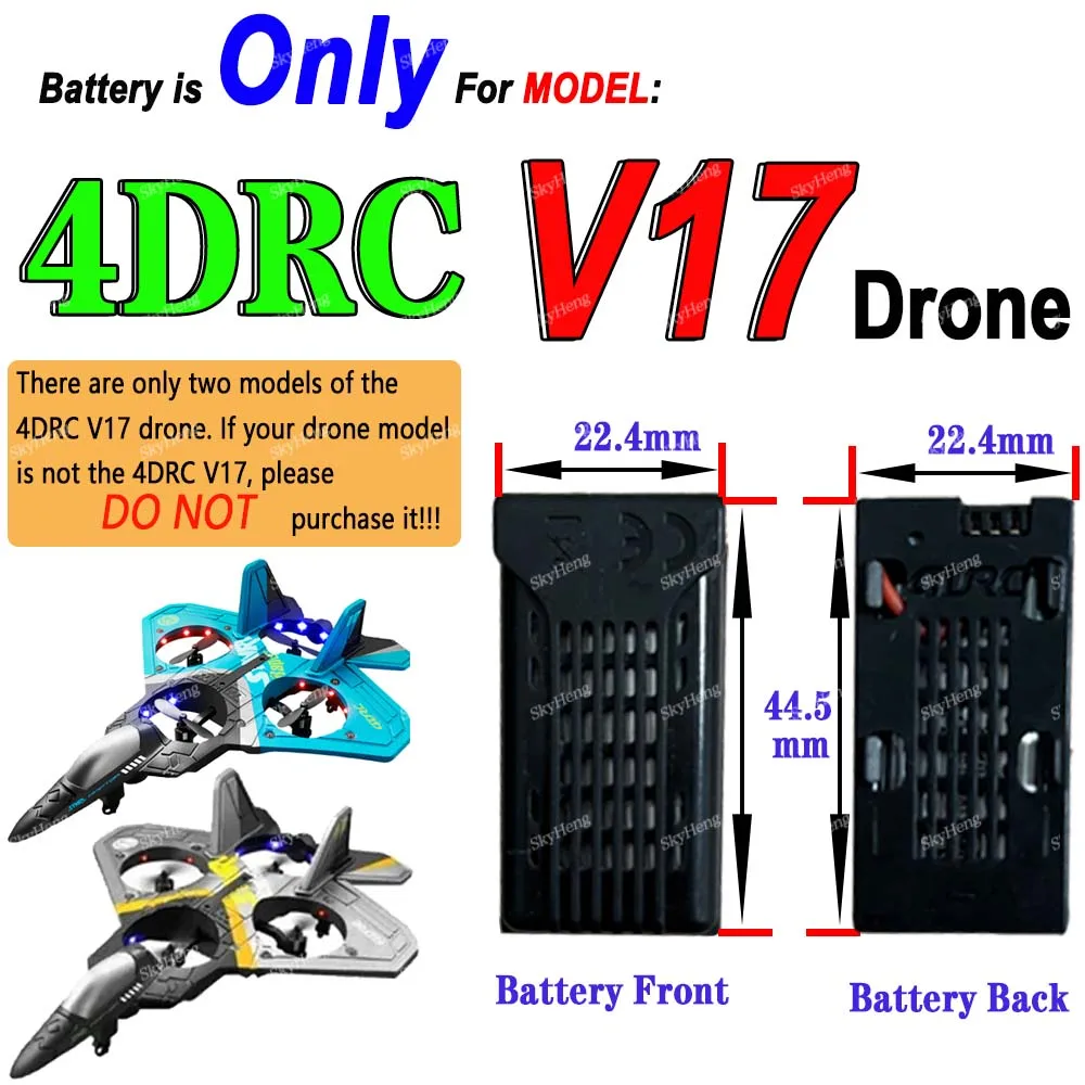 รูปสินค้า แบตเตอรี่โดรน 4D V17 3.7V 700mAh สำหรับ RC ชาร์จเร็ว