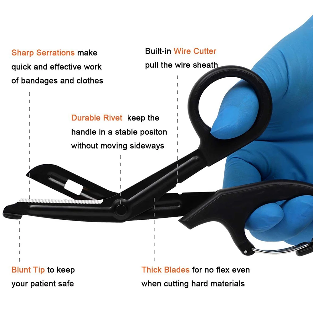 19CM Stainless Steel Gauze Scissors Medical Emergency Scissors Non-Stick Blades Fluoride-Coated 1PC