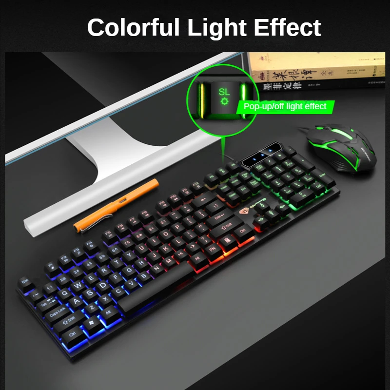 Keyboard and Mouse Kit Set Wired RGB 104 Keys Caps Mechanical Feel Gaming  Keyboard and Mouse Combo PC Gamer Set Up Game Laptop - AliExpress