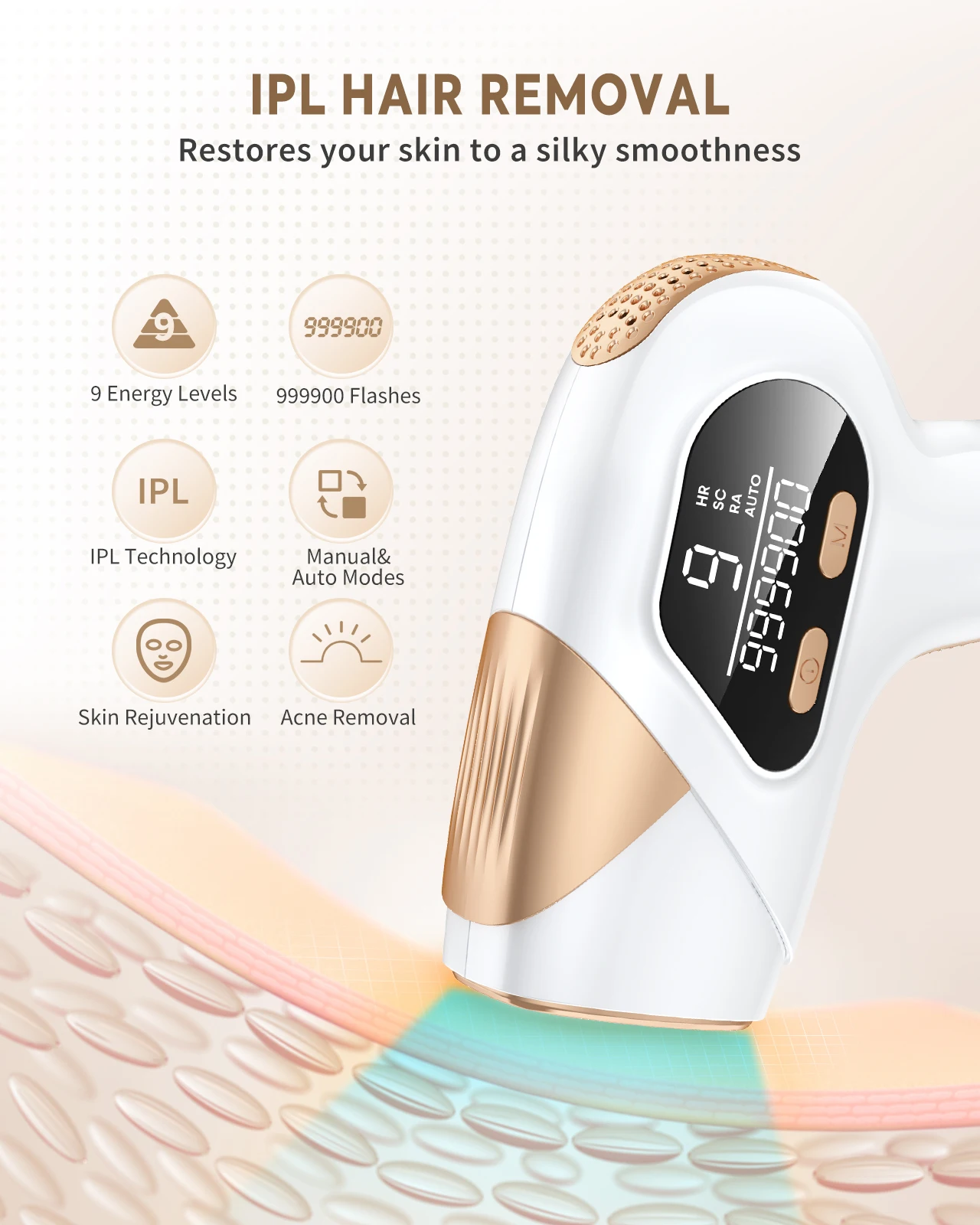 IPL laser Hair Removal 9 Energy Levels 999900 Flashes Pulses Permanent Painless Laser Hair Epilator for Women Body Bikini Face 5