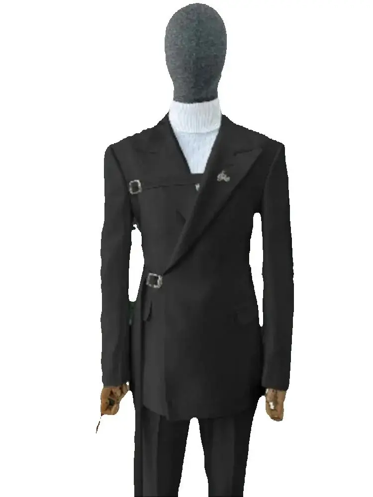 Handsome Peak Lapel Groom Tuxedos Slim Fits Men's Evening Dress Toast Party Business Suits W:652