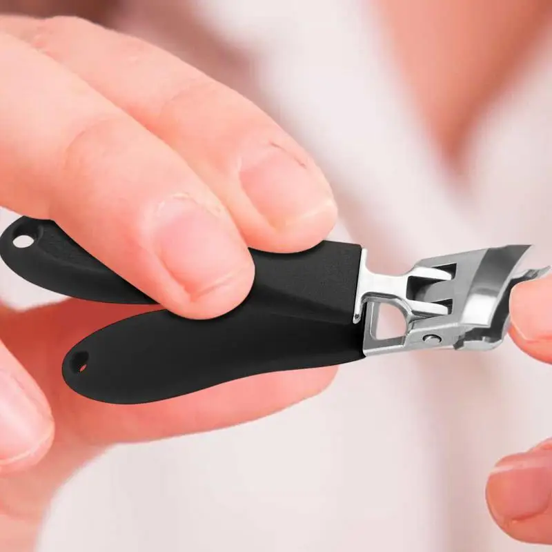 Curved Nail Clippers Anti Splash Fingernail Toenail Clippers Wide Jaw Opening Slanted Long Handle No Splash Fingernail Clippers 4