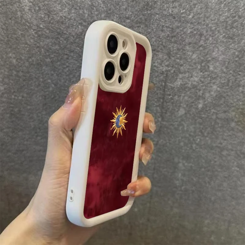 Minimalist Sun Moon Pattern Silicone Phone Case Cover