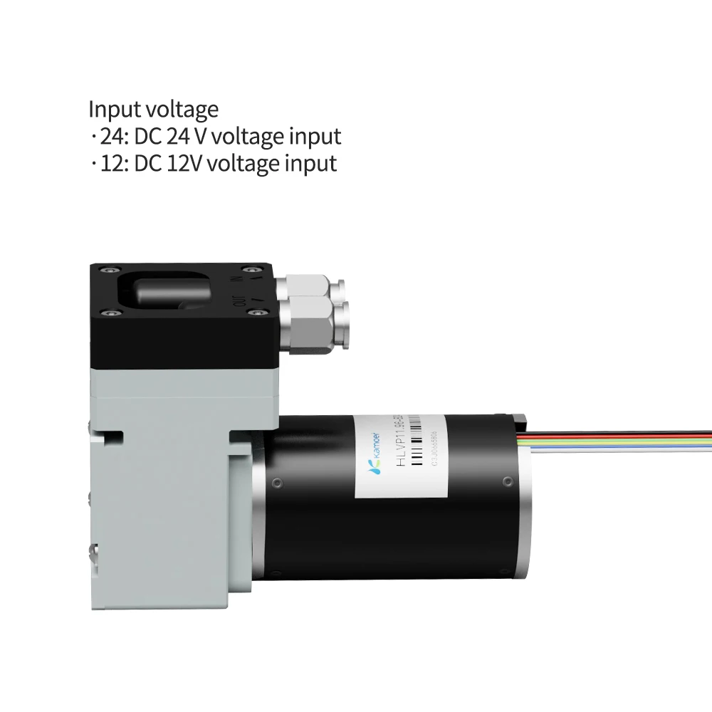 Kamoer 다이어프램 진공 펌프, 가스 분석용, DC 24 브러시리스 에어 펌프, 양압 0.25Mpa, PWM 제어, 분당 8.5L, HLVP11.96