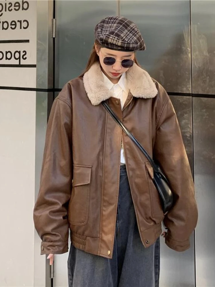 

Real Price Vintage Fur Jacket Thermal Coat Clothes leather jacket camperas
