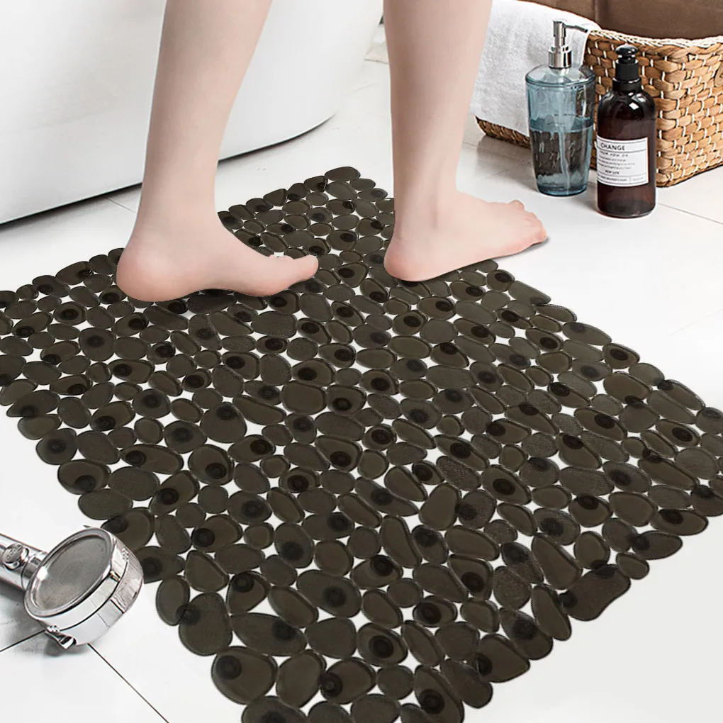 BathMat54x54cmShowerNonSlipFloorMatPebbleDesignPVCBathroom