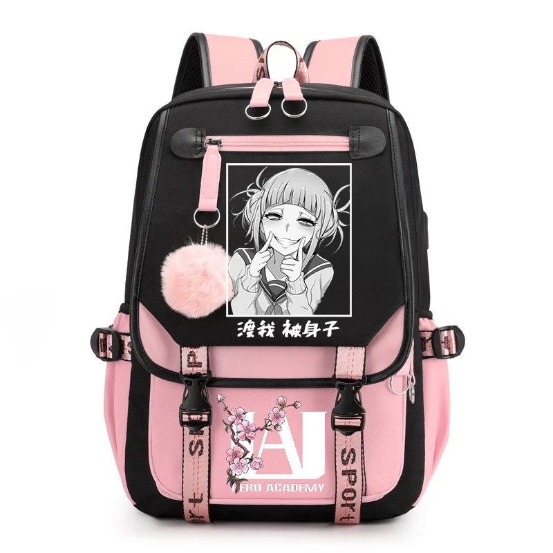 

My Hero Academia Anime Backpack Cartoon Himiko Toga Bookbag Boy Girls Pink Backpack Boku No Hero Academia Travel Laptop Rucksack