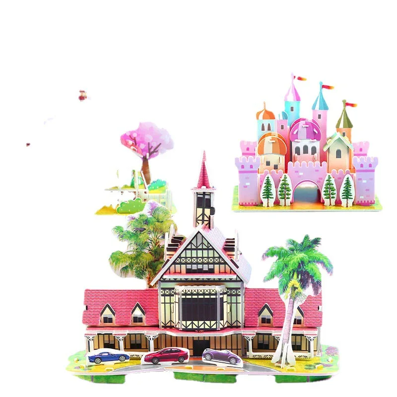 Children's Kindergarten Flower Shop Diy Assembling Model Paper Mold Educational Toys Puzzle Children's Gifts P025