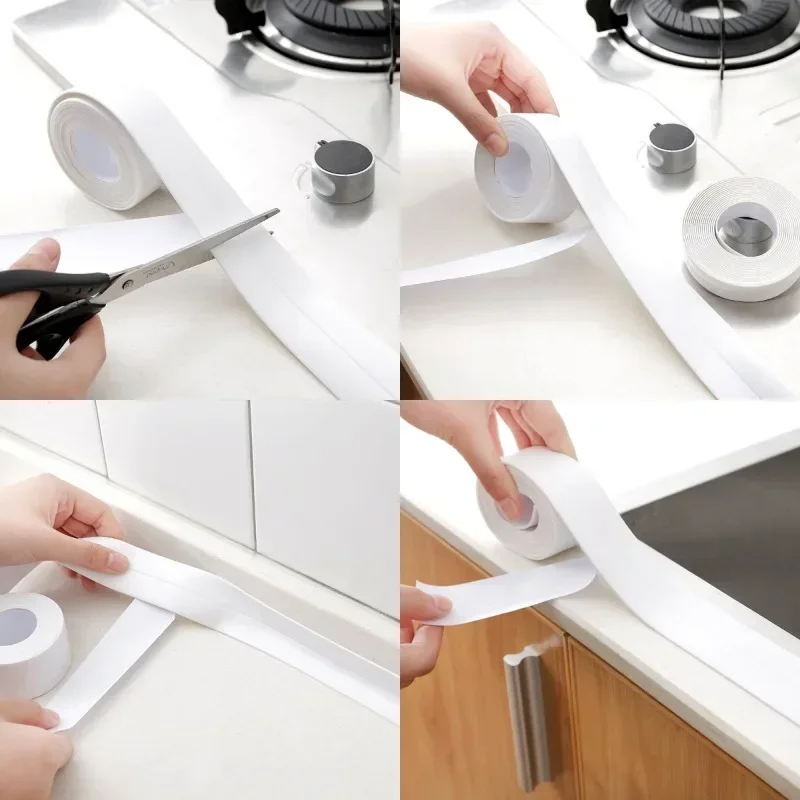 Bathroom Waterproof Wall Stickers Sealing Tapes PVC Adhesive Sealing Strips Sink Edge Tape Kitchen Bathroom Accessories 1PC wall sealing tapes