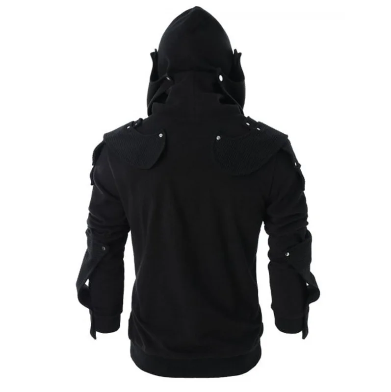 Sweatshirts Men Hoodies Solid Full Sleeve Casual Regular Drawstring Splice Tops Sweatshirt Rivet Pockets Autumn Winter