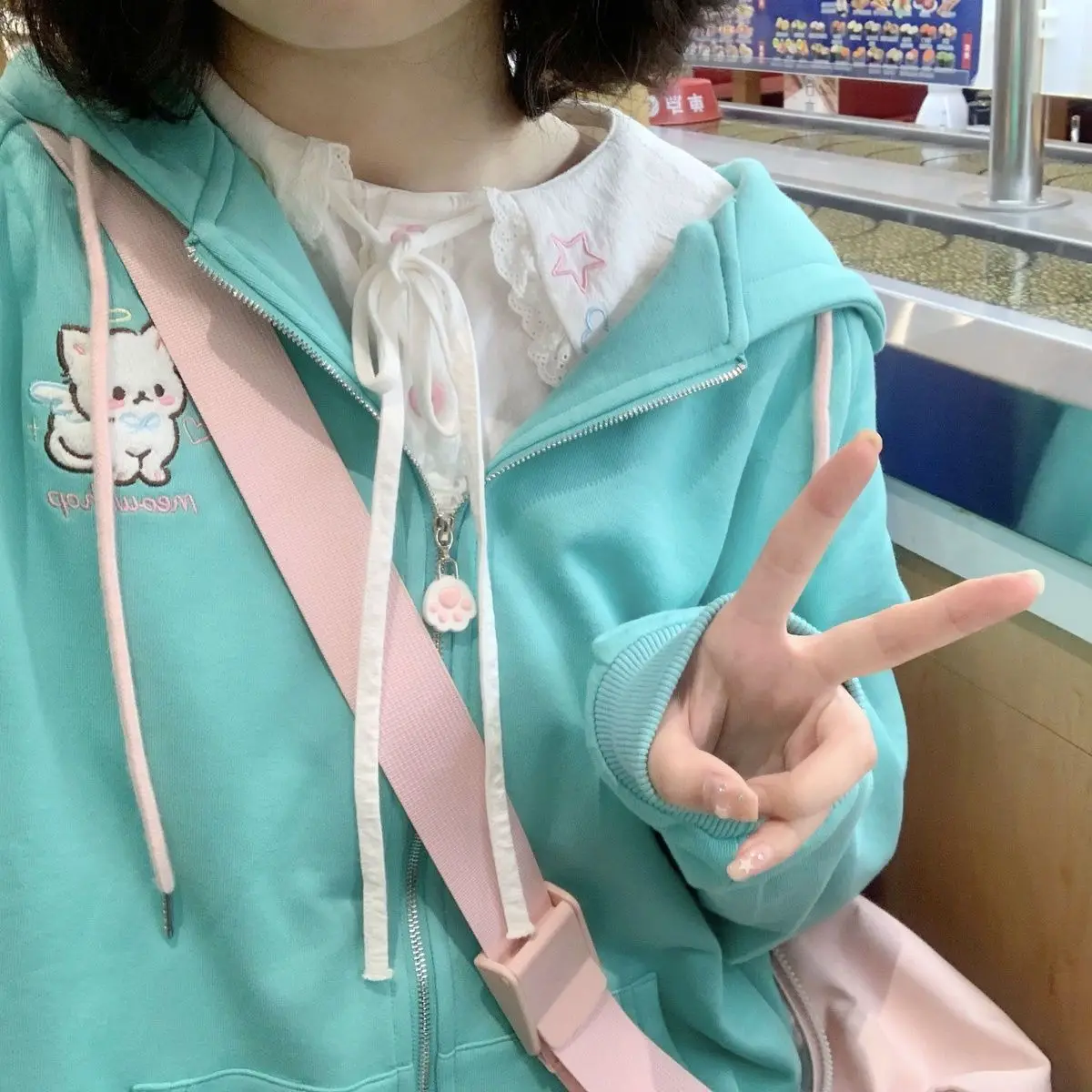 JUVIA 売れ筋商品|||ジュヴィア パーカー・スウェットシャツ アウター レディース Sweatshirts Azure OATSBAS Cute Zip Up Hoodies for Women Watercolor Harajuku