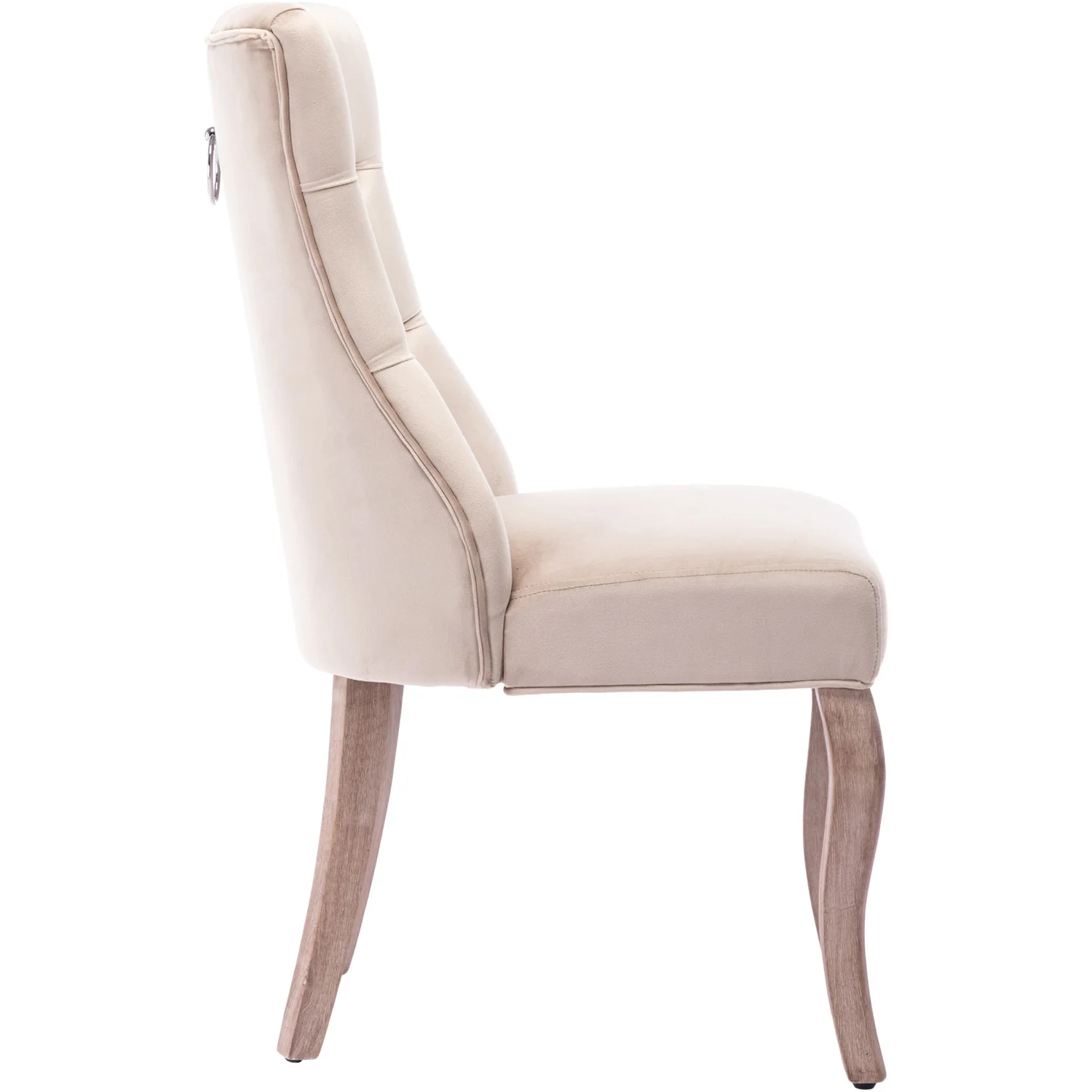 1 Pair of Elegant 4-foot Chair, Beige Velvet Dining Chair, High Backrest, With Button Padding, Solid Wood Frame, Beige – Detail 21